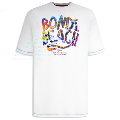 D555 Sydney Multi Coloured Bondi Beach Print T-Shirt White