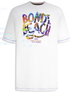 D555 Sydney Multi Coloured Bondi Beach Print T-Shirt White