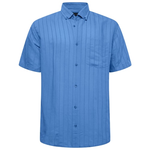 KAM Polynosic Self-Stripe Short Sleeve Shirt Blue