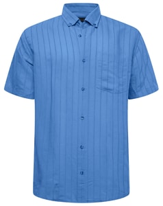 KAM Polynosic Self-Stripe Short Sleeve Shirt Blue