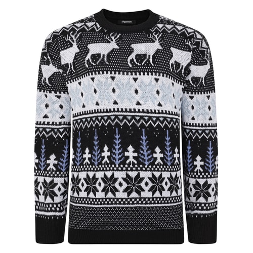 Bigdude Reindeer Christmas Jumper Black