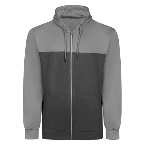 Bigdude Colour Block Zipped Hoody Charcoal/Grey Tall