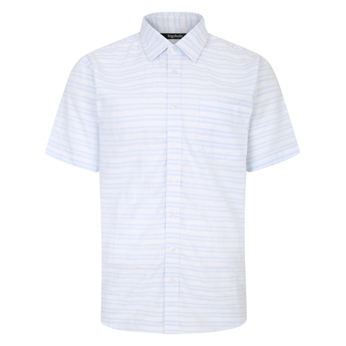 Bigdude Lightweight Summer Short Sleeve Striped Shirt Light Blue Tall