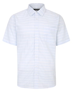 Bigdude Lightweight Summer Short Sleeve Striped Shirt Light Blue Tall