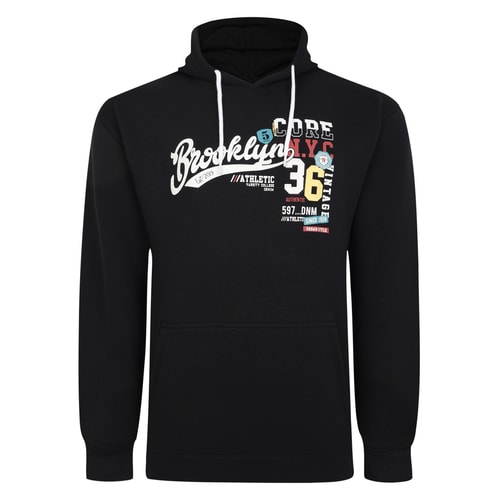 Bigdude Brooklyn Print Hoodie Tall Black
