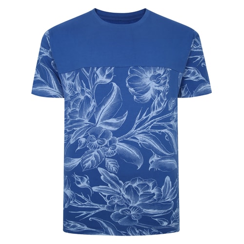 Bigdude Floral Cut & Sew T-Shirt Deep Blue
