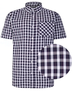 Bigdude Woven Check Short Sleeve Shirt Ocean Blue