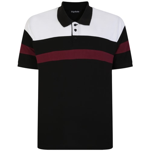 Bigdude Colour Block Polo Shirt Black Tall