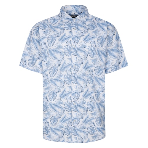 Bigdude Cut Away Collar Leaf Short Sleeve Shirt Light Blue Tall