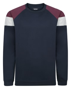 Bigdude Colour Block Sweatshirt Navy/Burgundy Tall