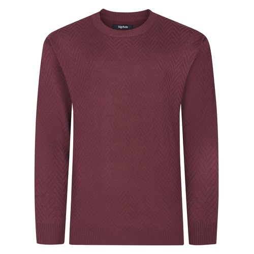 Bigdude Herringbone Jumper Dark Maroon