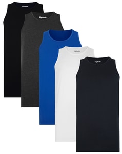 Bigdude 5 Pack Plain Vests Multi