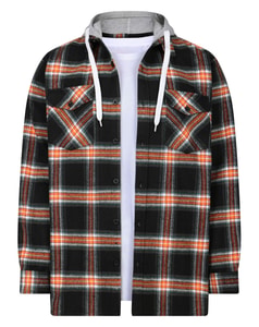Bigdude Checked Hooded Flannel Shirt Black Tall