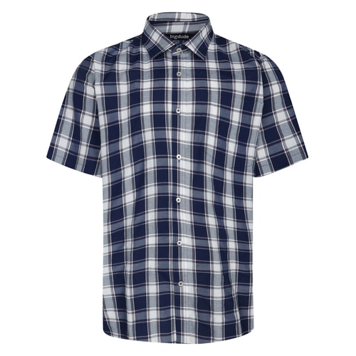 Bigdude Short Sleeve Check Shirt Navy Tall