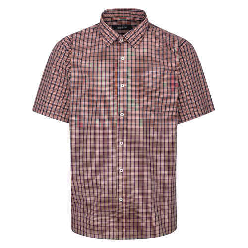 Bigdude Open Collar Checked Short Sleeve Poplin Shirt Mustard