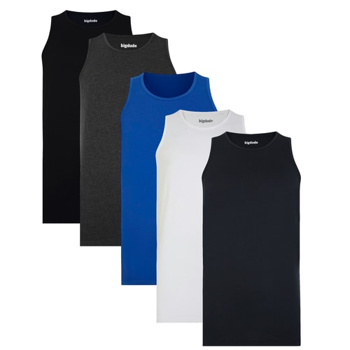 Bigdude 5 Pack Plain Vests Multi
