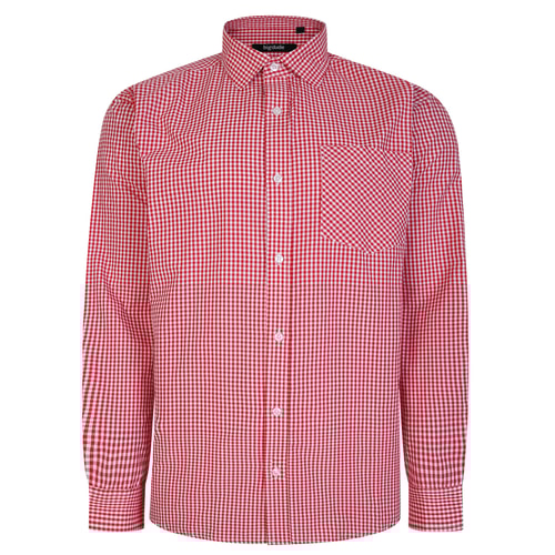 Bigdude Long Sleeved Checked Shirt Red/White Tall