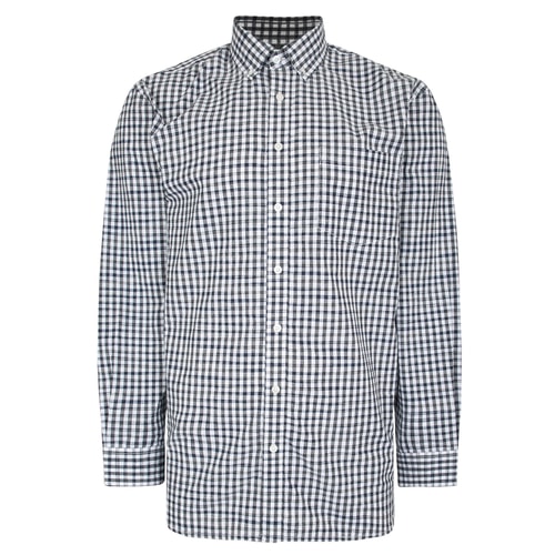 Bigdude Long Sleeve Gingham Shirt Navy