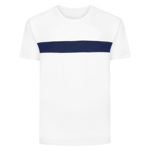 Bigdude Small Stripe Cut & Sew T-Shirt White Tall