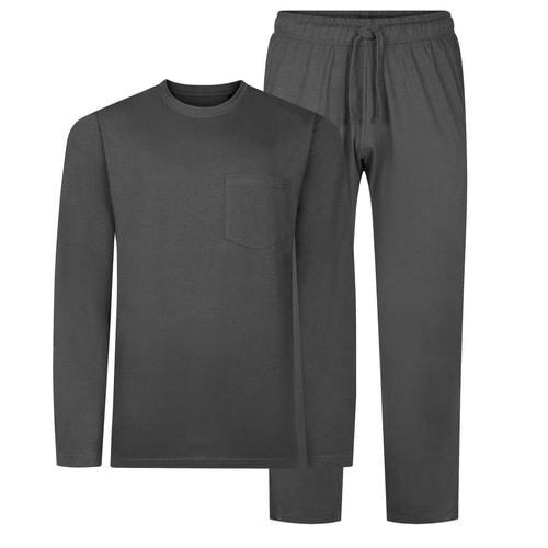 Bigdude Long Sleeve Jersey Pyjama Set Charcoal