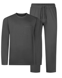 Bigdude Long Sleeve Jersey Pyjama Set Charcoal