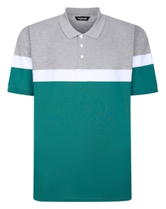 Bigdude Pique Colour Block Polo Shirt Teal/Grey/White
