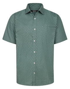 Bigdude Tile Print Short Sleeve Poplin Shirt Teal