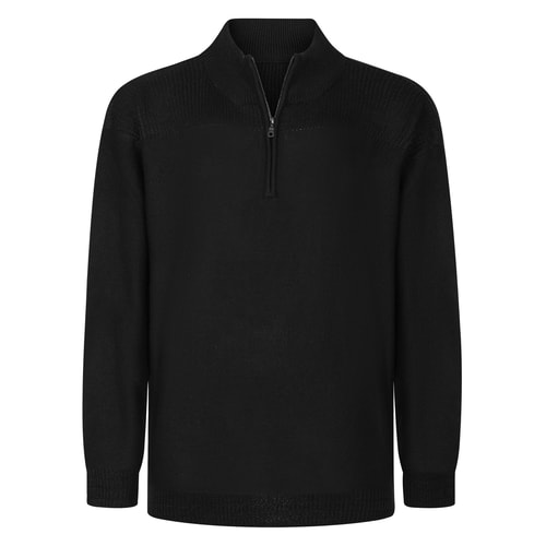 Bigdude Textured Half Zip Jumper Black