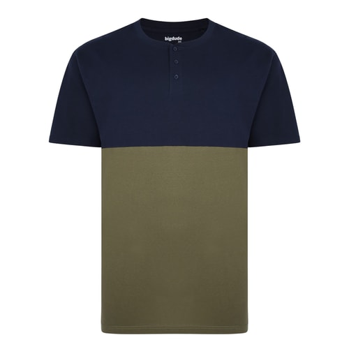 Bigdude Colour Block Grandad T-Shirt Navy/Olive Tall