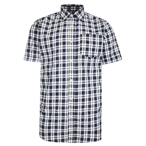 Bigdude Woven Short Sleeve Check Shirt Navy/White