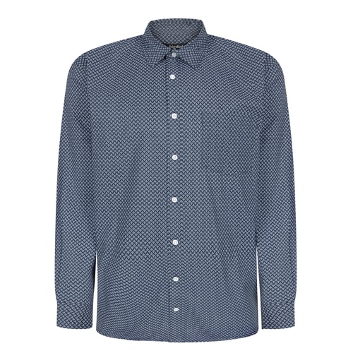 Bigdude Pyramid Print Long Sleeve Shirt Navy