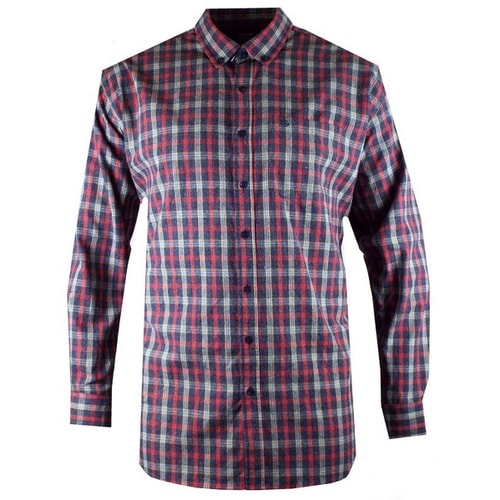 Espionage Brushed Fleece Long Sleeve Shirt Grey/Red