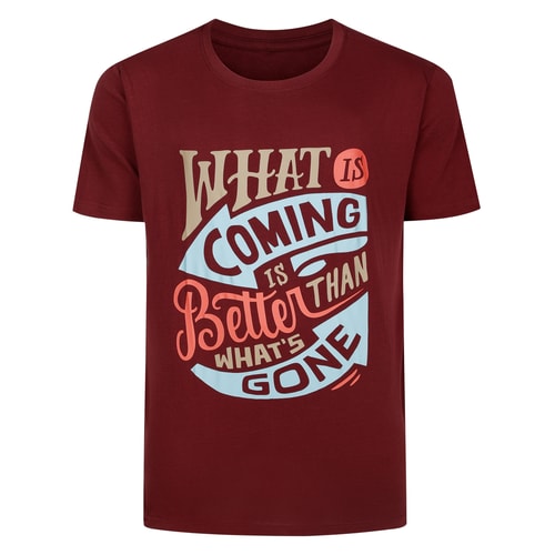 Bigdude What Is Coming Print Short Sleeve T-Shirt Burgundy