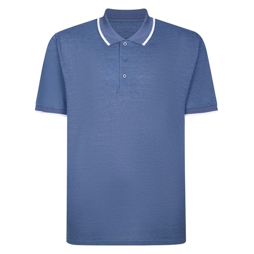 Bigdude Tipped Polo Shirt Blue Marl Tall