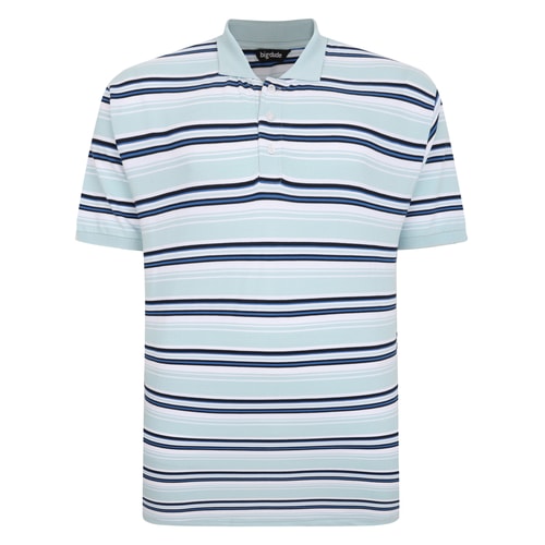 Bigdude Varsity Striped Pique Polo Light Blue Tall