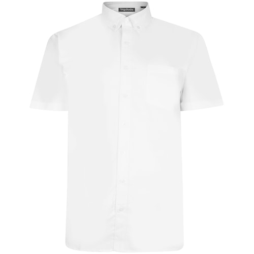 Bigdude Oxford Short Sleeve Shirt White Tall