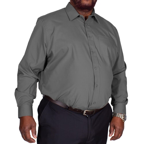 Bigdude Classic Long Sleeve Poplin Shirt Charcoal Tall