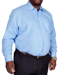 Bigdude Classic Long Sleeve Poplin Shirt Light Blue Tall