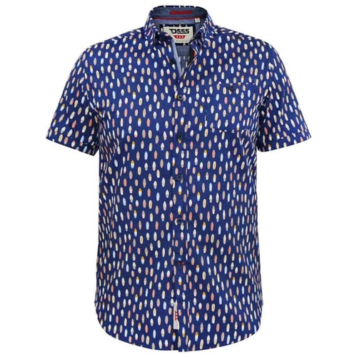 D555 Hackford Surfboard Print Short Sleeve Shirt Navy