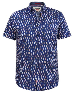 D555 Hackford Surfboard Print Short Sleeve Shirt Navy