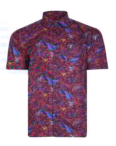 Bigdude Floral Print Short Sleeve Shirt Red Tall