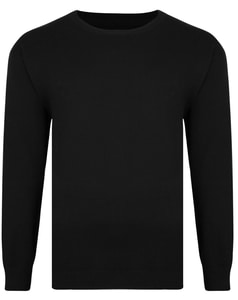 Bigdude Plain Crew Neck Knitted Jumper Black