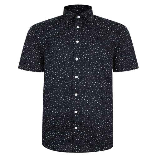 Bigdude Patterned Short Sleeve Shirt Black