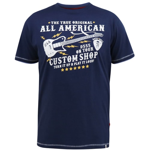 D555 Bronte All American Guitar Print T-Shirt Navy