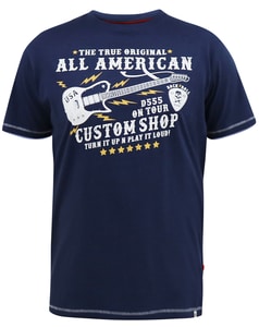D555 Bronte All American Guitar Print T-Shirt Navy