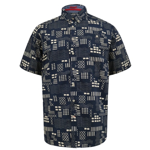 D555 Rick Geometric AOP Button Down Collar Shirt Navy