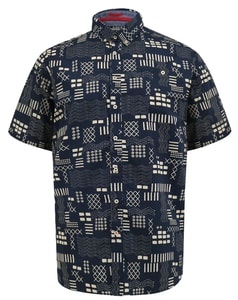 D555 Rick Geometric AOP Button Down Collar Shirt Navy