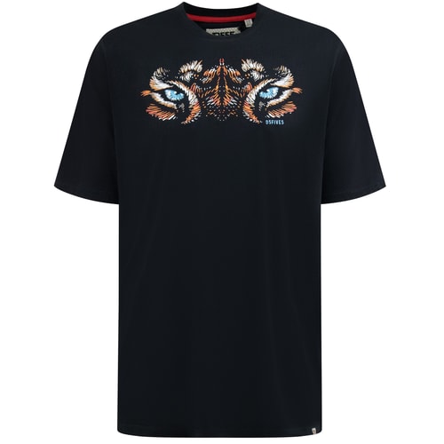 D555 Leamington Tiger Eyes Print T-Shirt Black