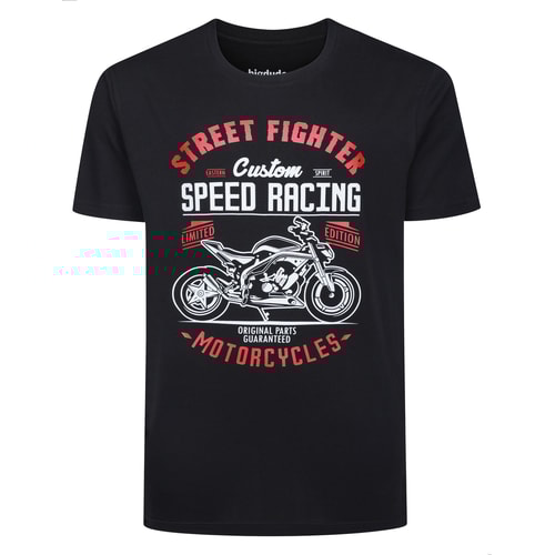 Bigdude Speed Racing Print T-Shirt Black Tall