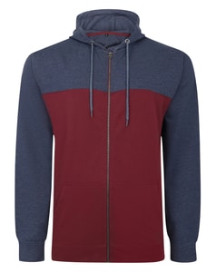 Bigdude Colour Block Zipped Hoody Burgundy/Navy